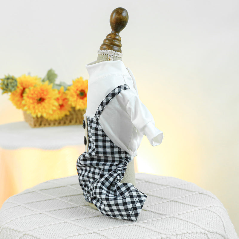 Fashion Personalized Pet Dog Plaid Overalls