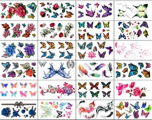 Waterproof 3D Butterfly Flower Temporary Tattoo Stickers