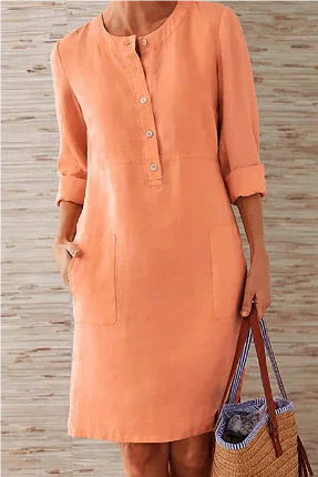 Spring New Plus Size Cotton Linen Dress