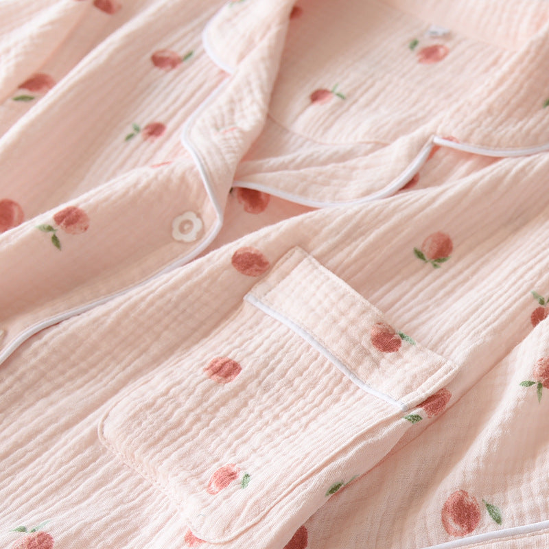 Pure Cotton Gauze Pajamas Ladies Short-sleeved Thin Home Wear