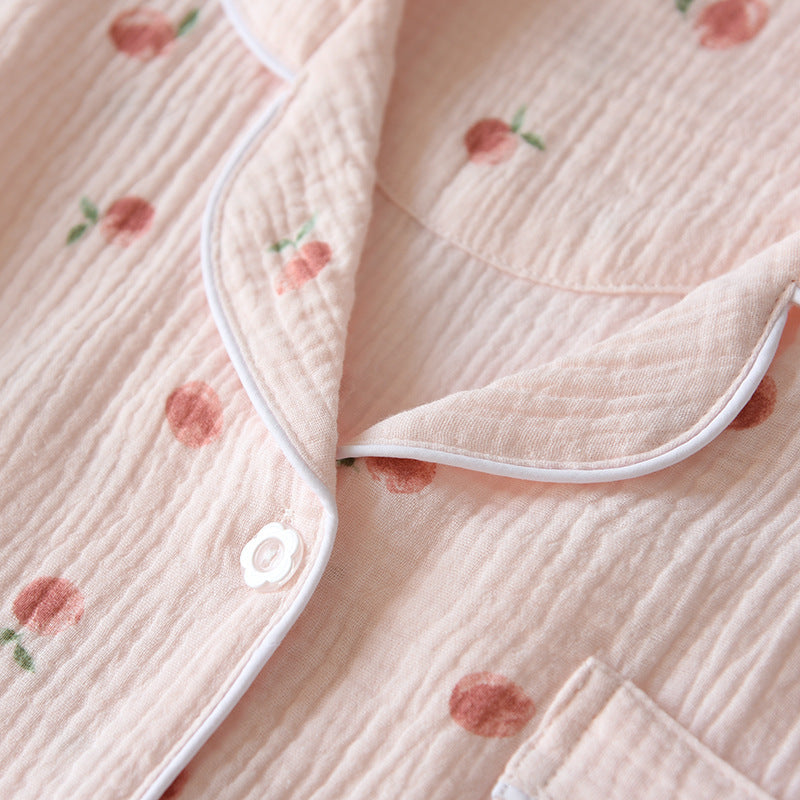 Pure Cotton Gauze Pajamas Ladies Short-sleeved Thin Home Wear