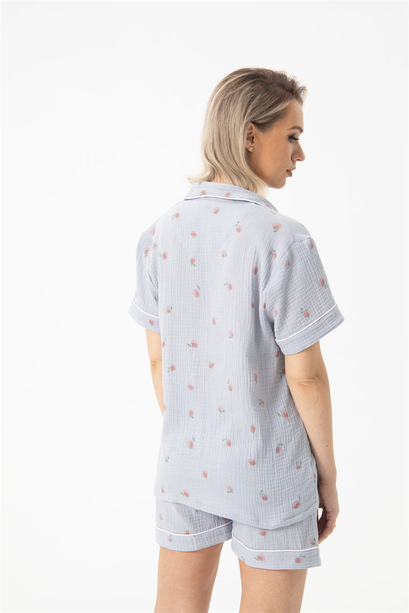 Pure Cotton Gauze Pajamas Ladies Short-sleeved Thin Home Wear
