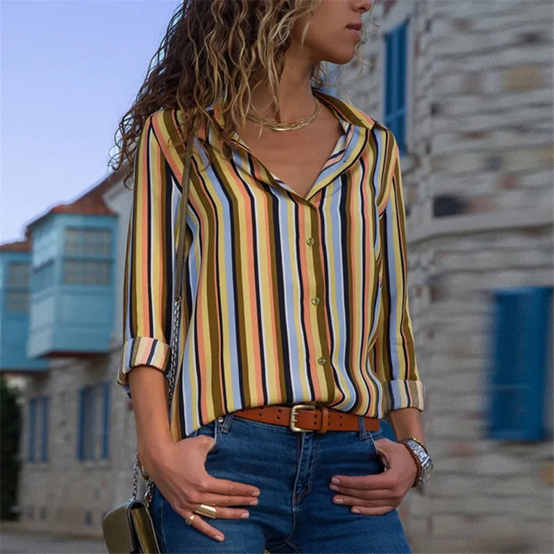 Women's Long Sleeve Chiffon Turtleneck Blouse