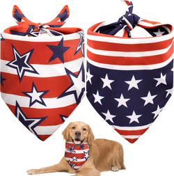 4th of July Dog Bandana 2 Pack American Flag Dog Bandanas