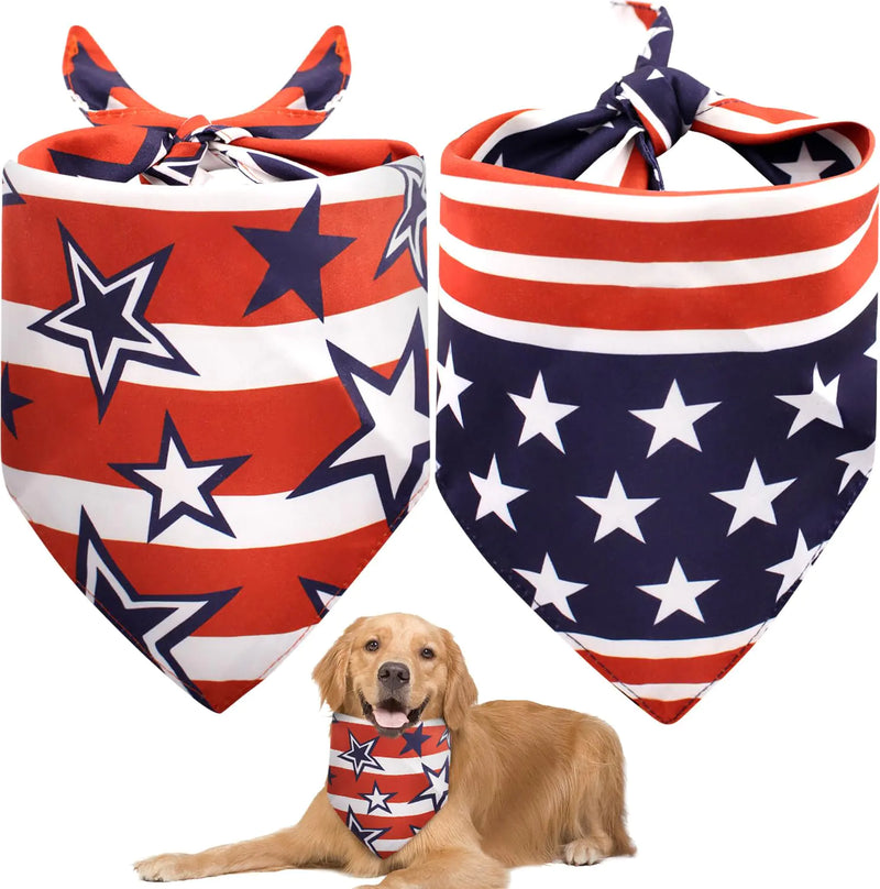 4th of July Dog Bandana 2 Pack American Flag Dog Bandanas