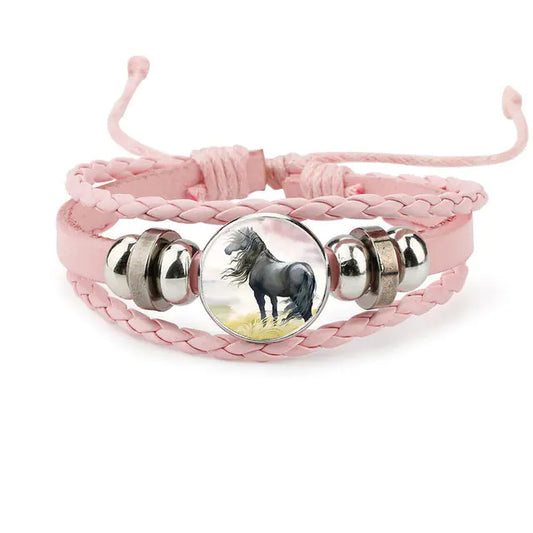 Handmade Multi-Color Leather Cartoon Horse Design