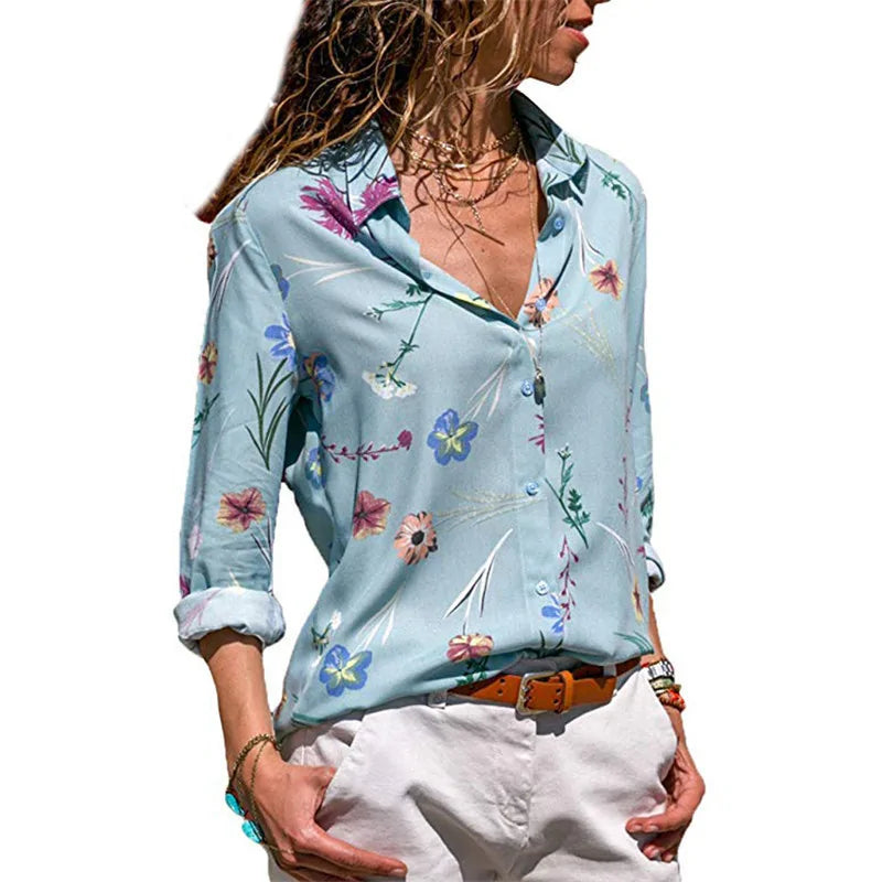 Women's Long Sleeve Chiffon Turtleneck Blouse