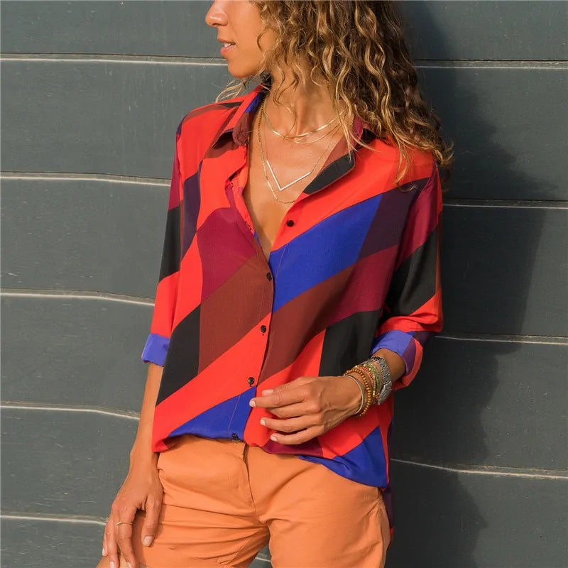 Women's Long Sleeve Chiffon Turtleneck Blouse