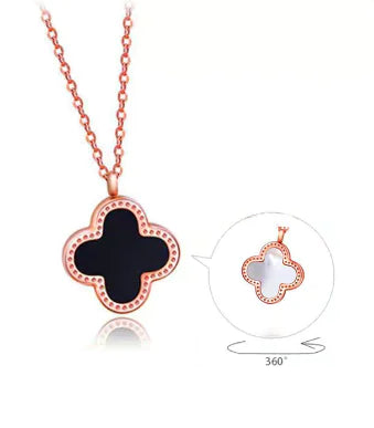 18K  Rose Gold Lucky Double-Sided Clover Necklace
