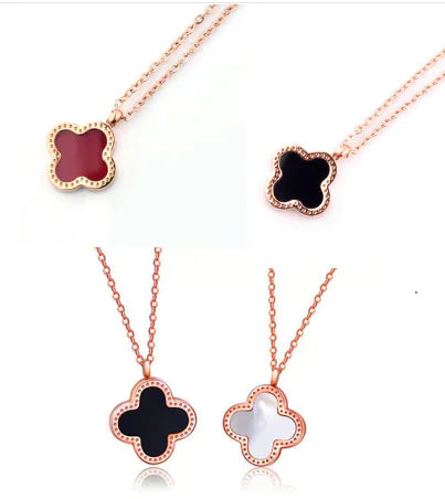 18K  Rose Gold Lucky Double-Sided Clover Necklace