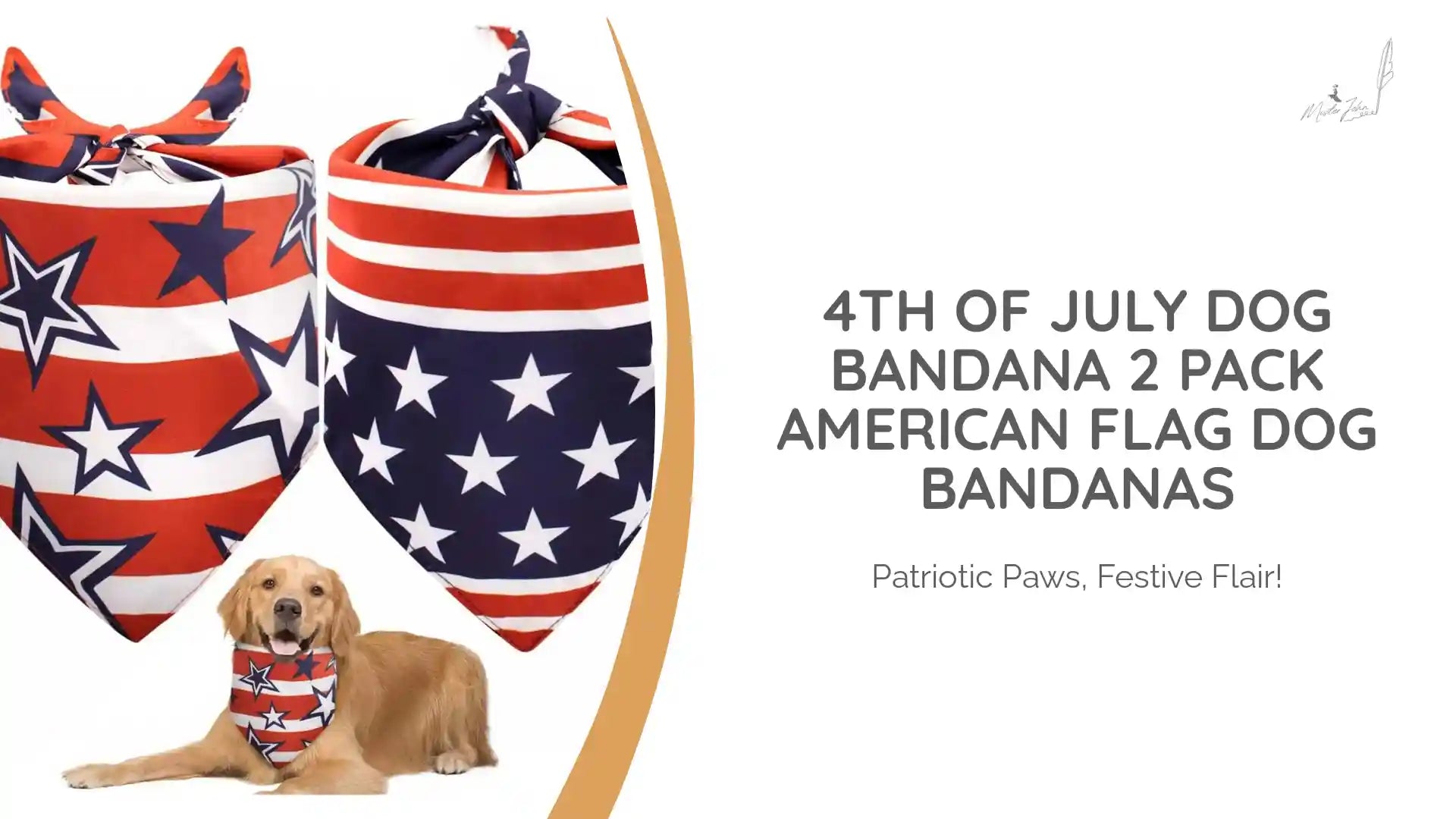 4th of July Dog Bandana 2 Pack American Flag Dog Bandanas by@Outfy