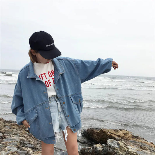 BF Style Patch Badge Denim Jacket for Women