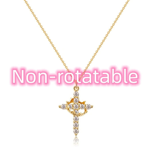 Rotatable Cross Crown Necklace ZENDROP